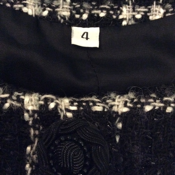 Cute Black & White Wool Blend Plaid Jacket Size 4 - Picture 8 of 16